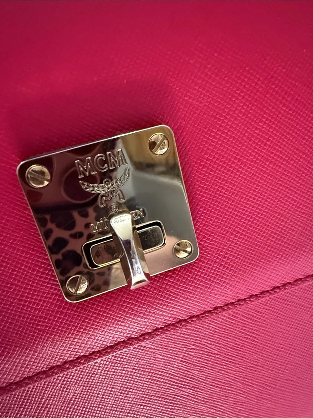 MCM Fuchsia Pink Leather Top Handle Satchel Bag - Picture 5 of 12